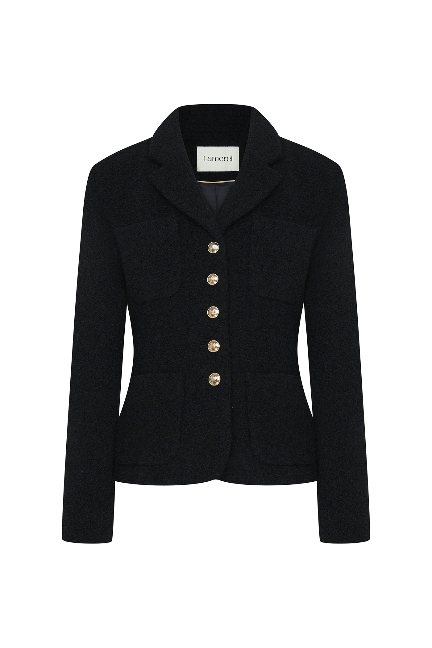 Wool Boucle Slimline Jacket[LMBCAUJK110]-Black