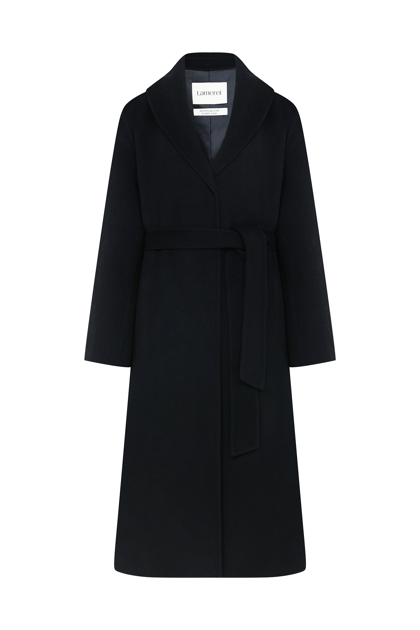 Shawl Collar Long Coat[LMBCWICT705]-Black