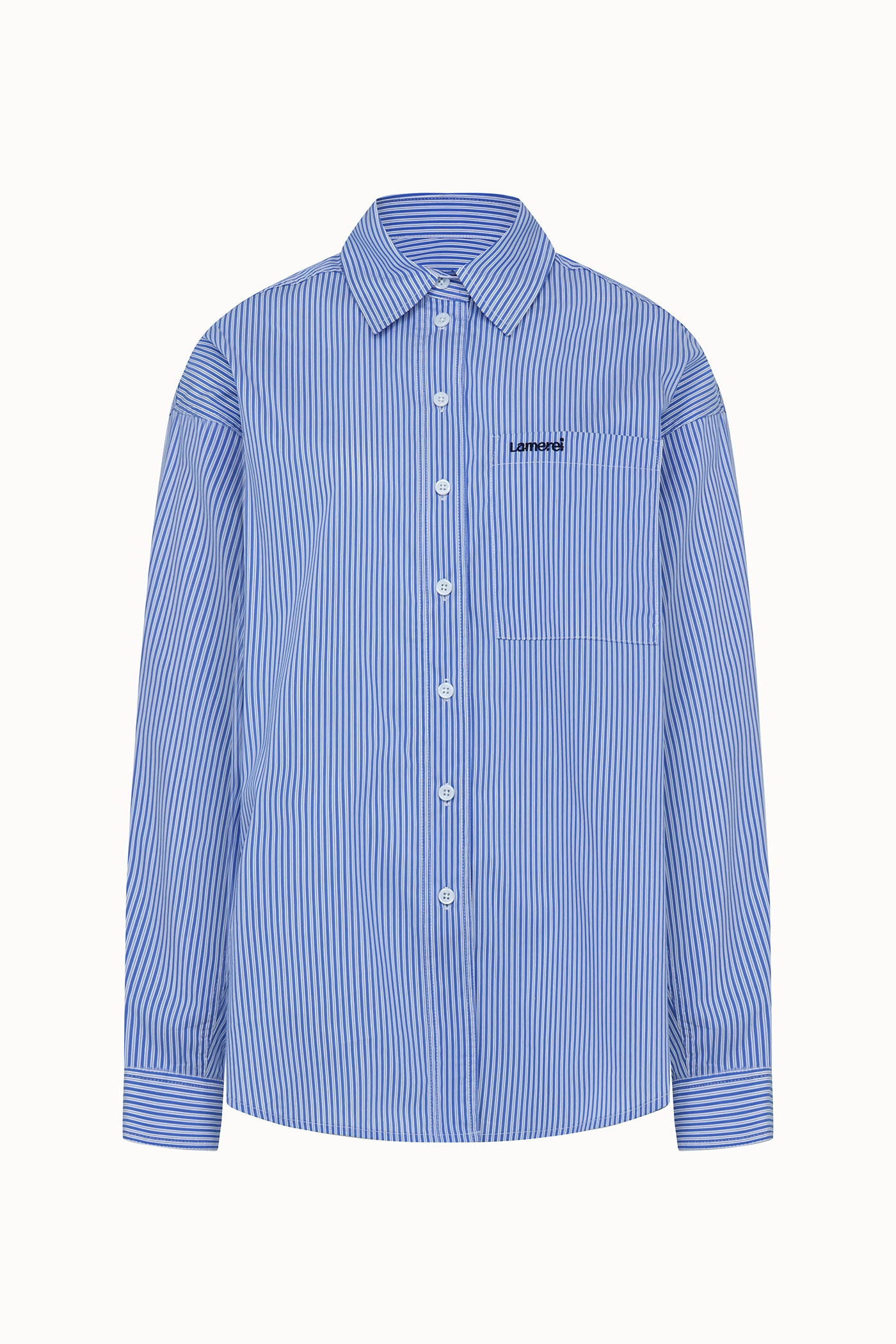 Stripe Embroidery Shirt[LMBDSPSH302]-Blue